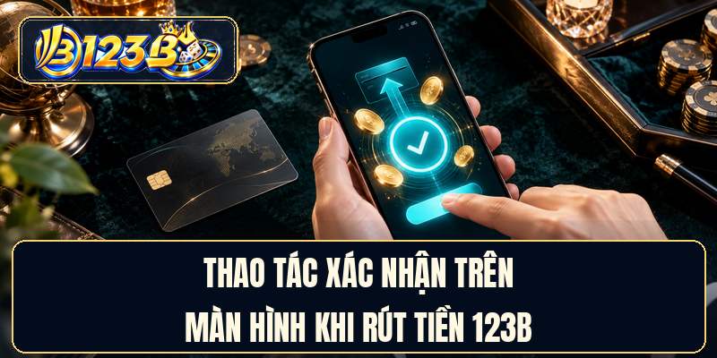 Thao tác xác nhận trên màn hình khi rút tiền 123B